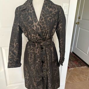 Ellen Tracy Animal Print Trench Coat